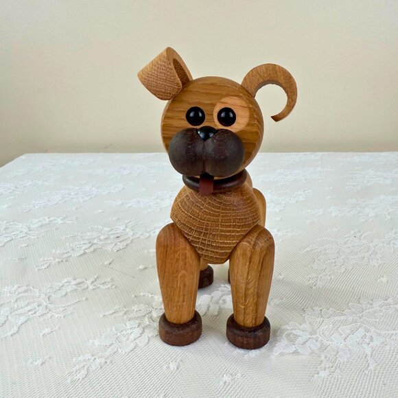 Spring Copenhagen Happy Wooden Dog Figurine Danish Design - In Box - Picture 2 of 10